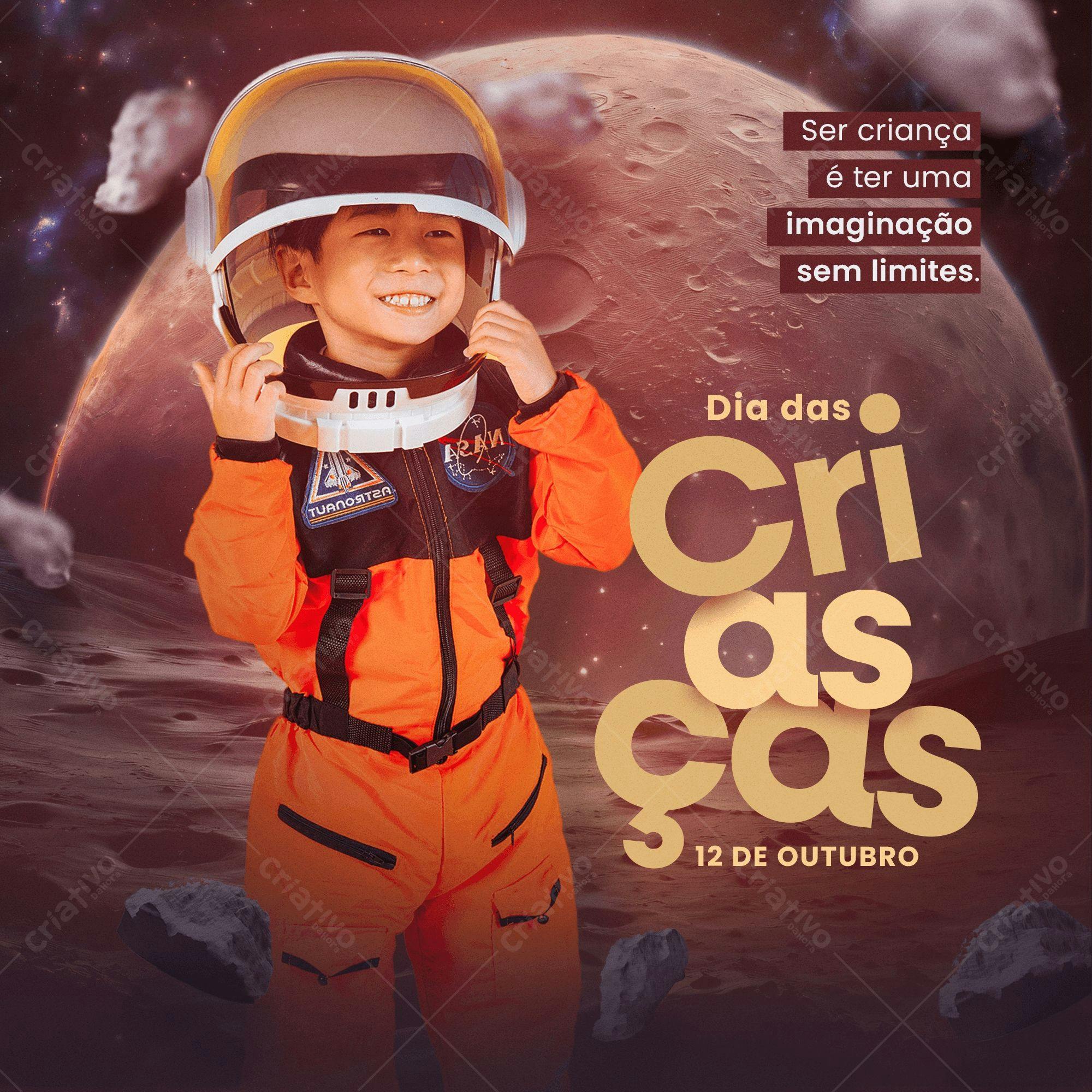 Poster Dia das Crianças Astronauta PSD Editável