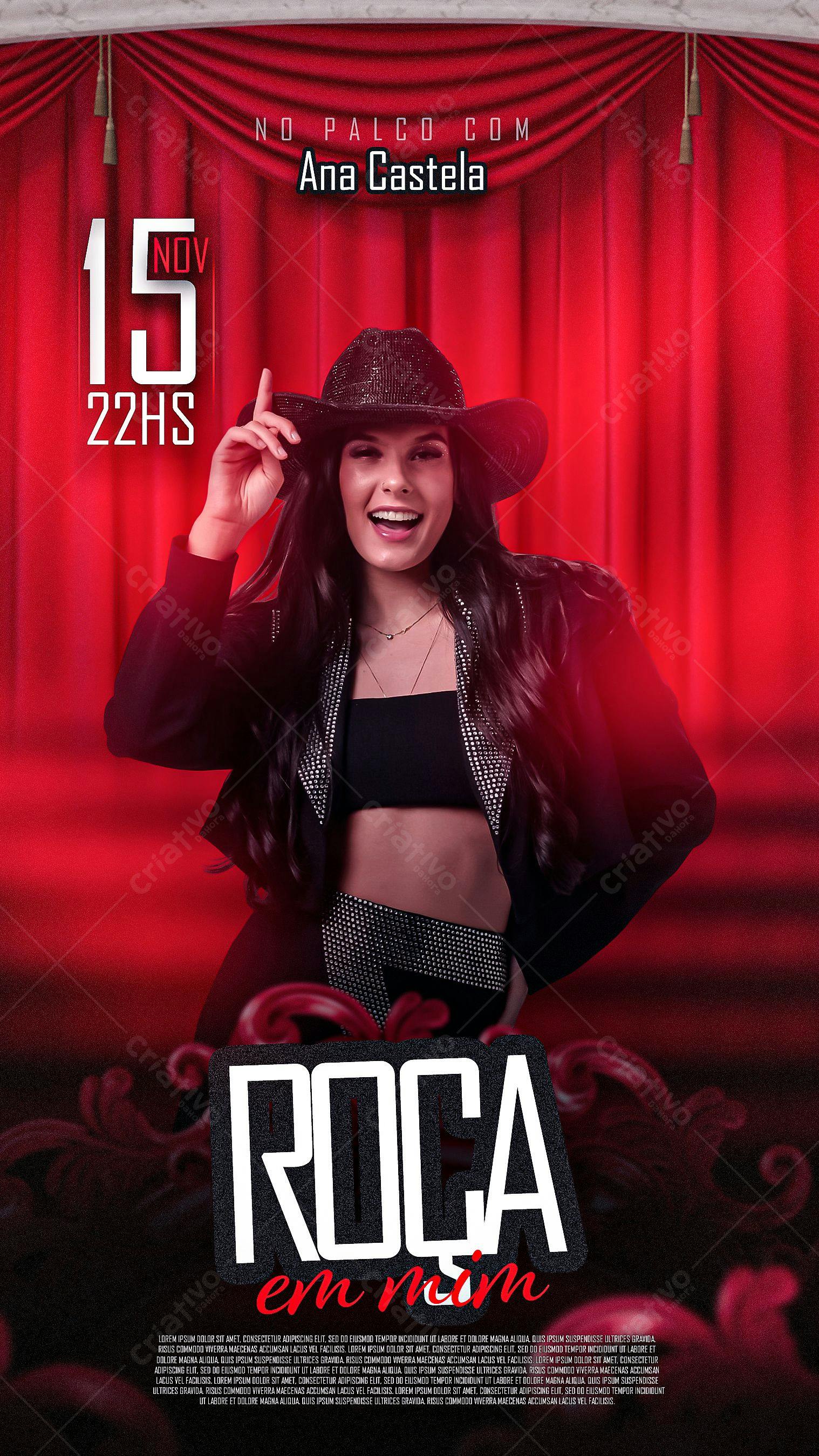 Flyer para Show Ana Castela - Roça em Mim PSD Editável
