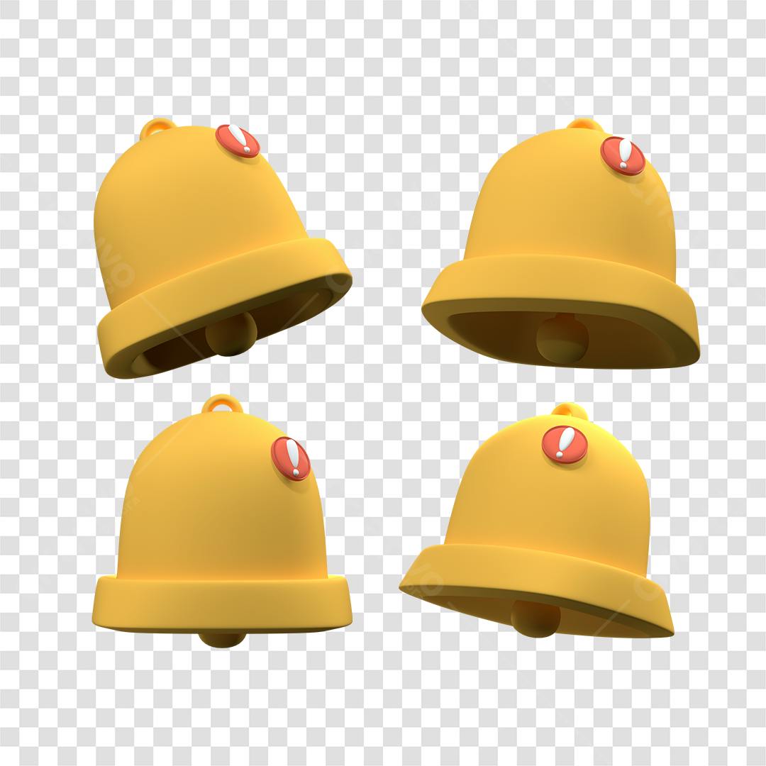 Ícones Notificação Sino Amarelo PNG com fundo transparente