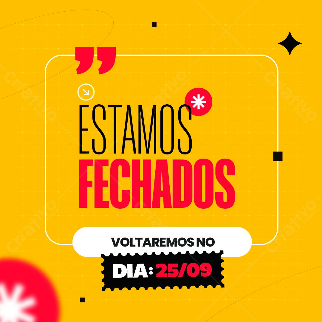 Post para Redes Sociais Fechando as Portas PSD Editável