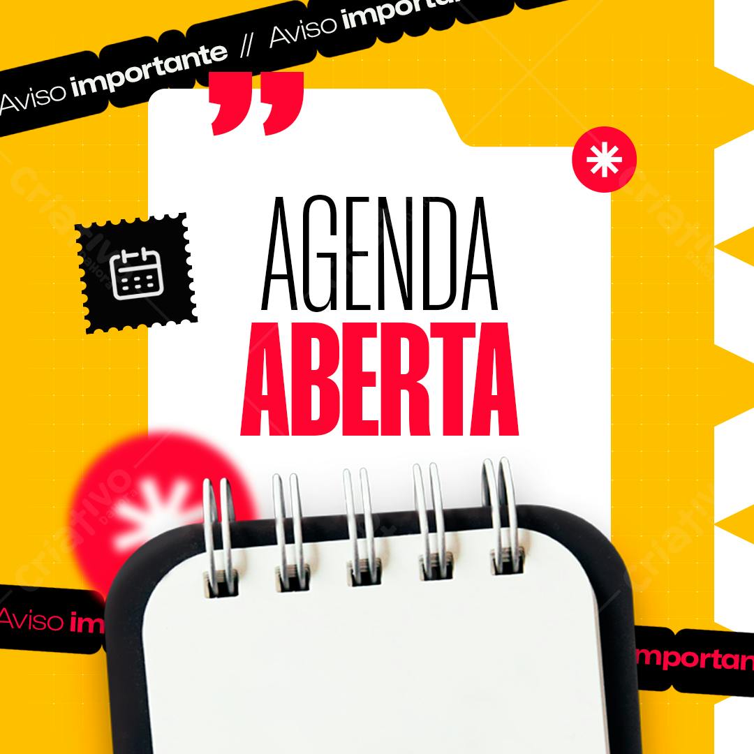 Post para Redes Sociais Agenda Aberta PSD Editável