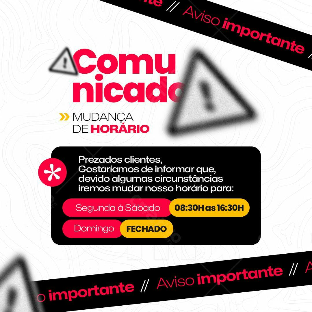 Comunicado de Mudança de Horário PSD Editável
