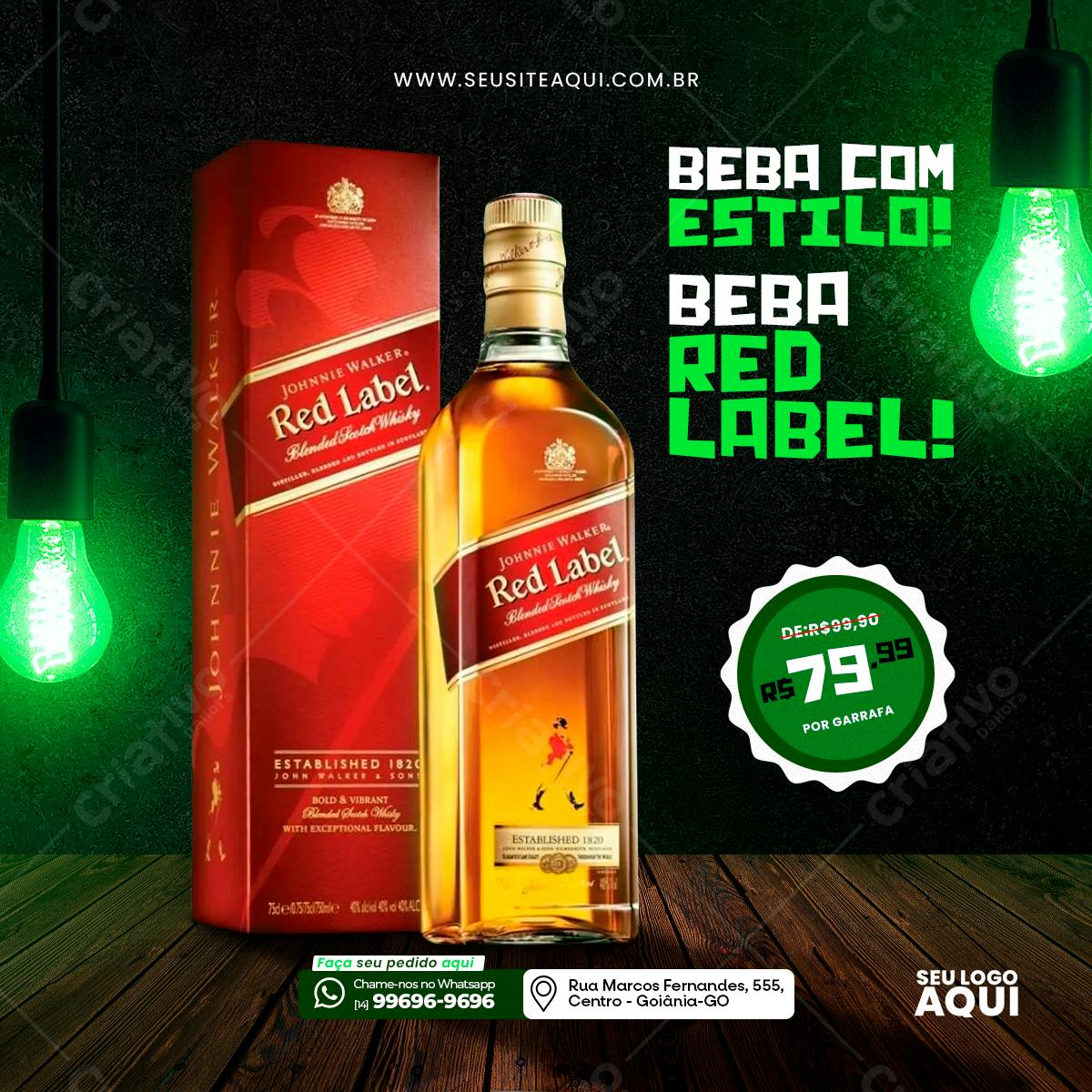 Template PSD para Propaganda de Whisky Johnnie Walker Red Label PSD Editável