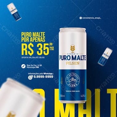 Cerveja puro malte pilse psd editável