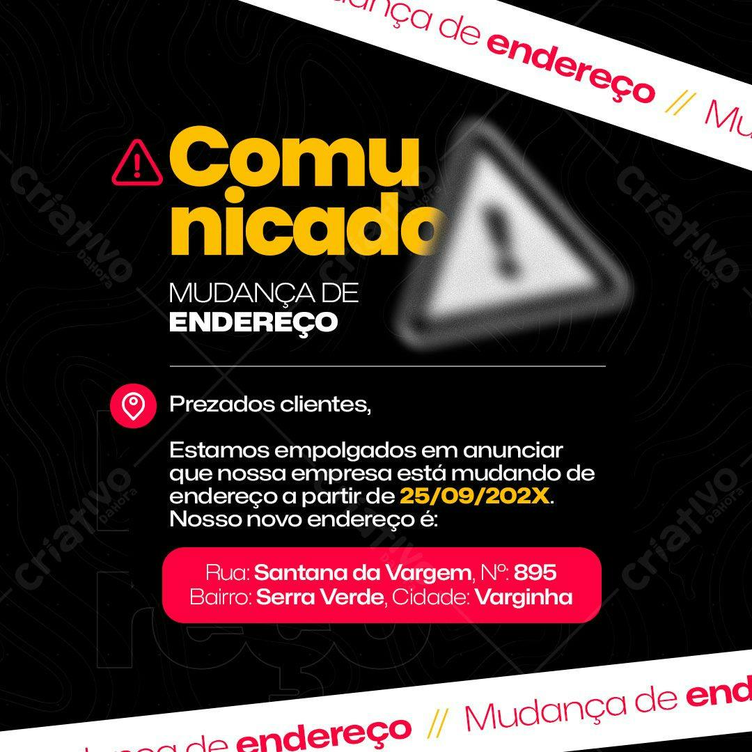Anúncio Mudança de Endereço PSD Editável