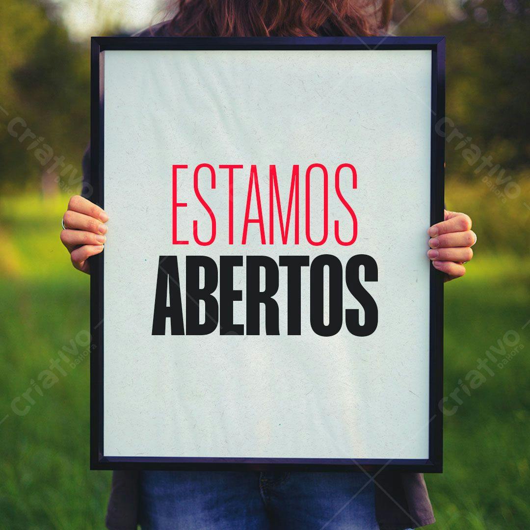 Cartaz Estamos Abertos PSD Editável