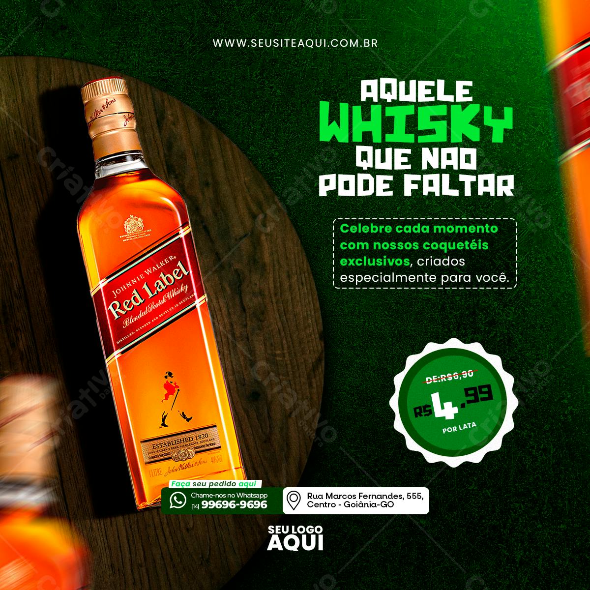 Template de Post para Redes Sociais com Whisky PSD Editável