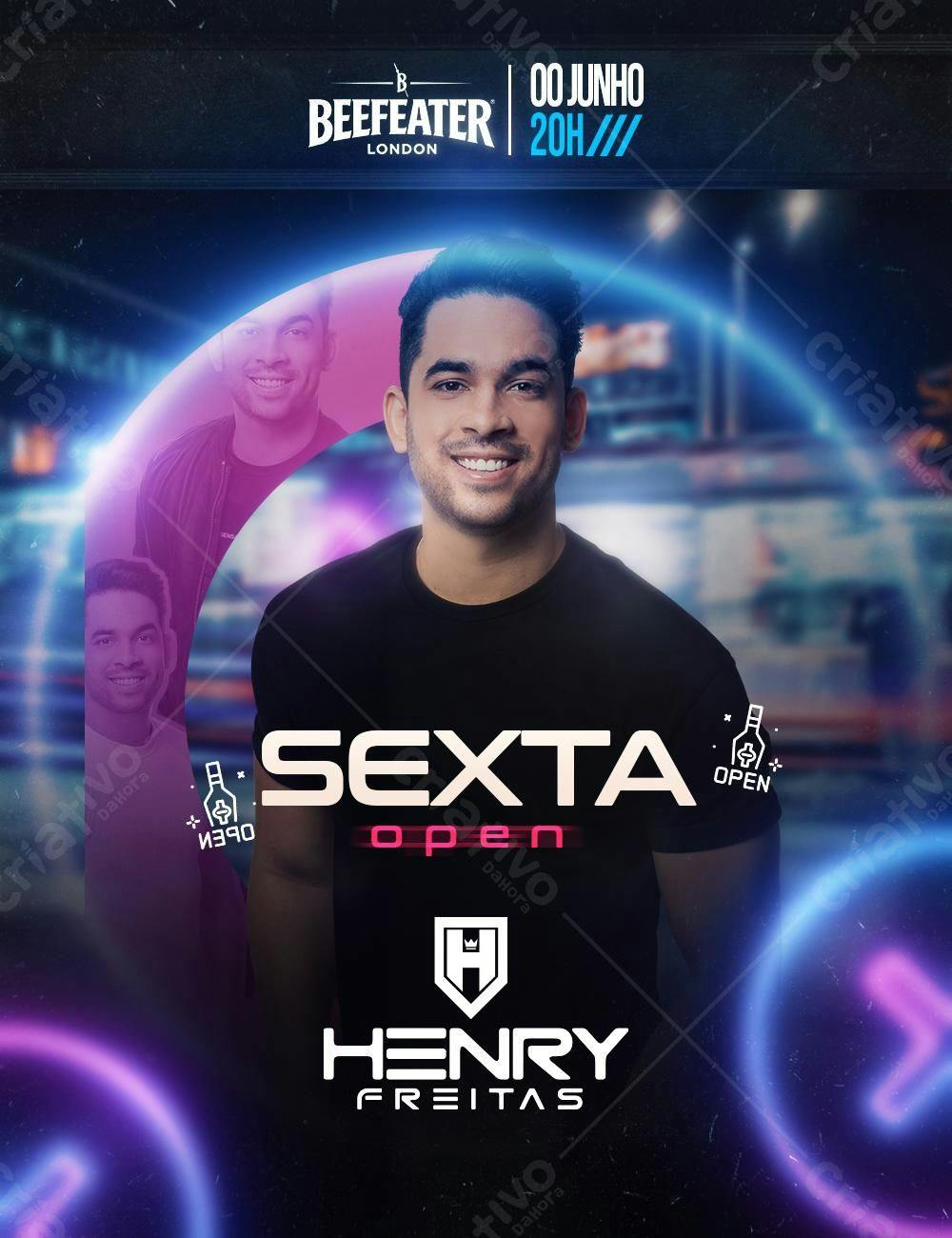 Flyer para Festa com DJ Henry Freitas PSD Editável