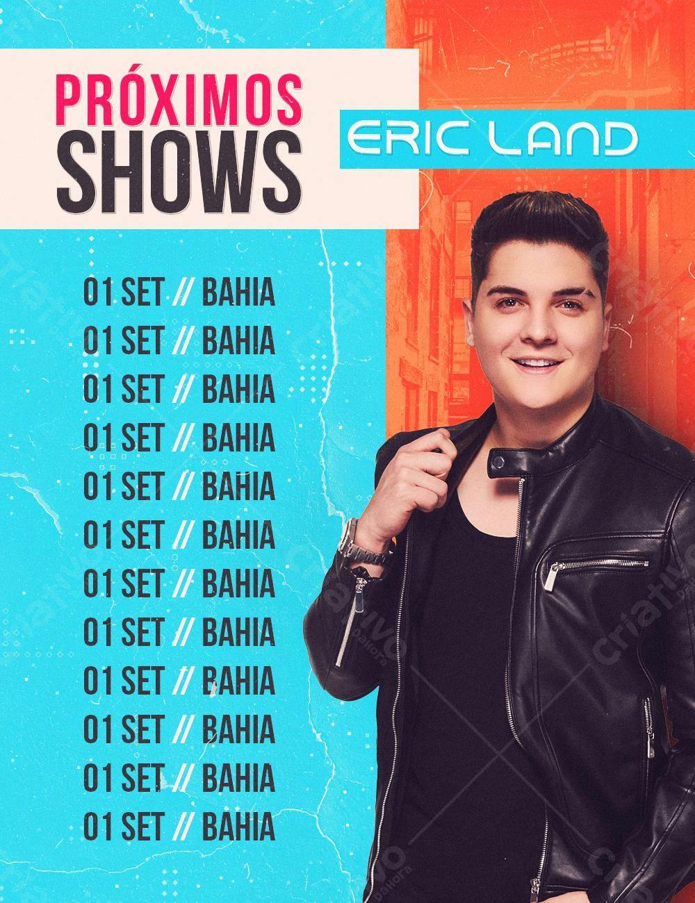 Poster para Shows Eric Land na Bahia PSD Editável