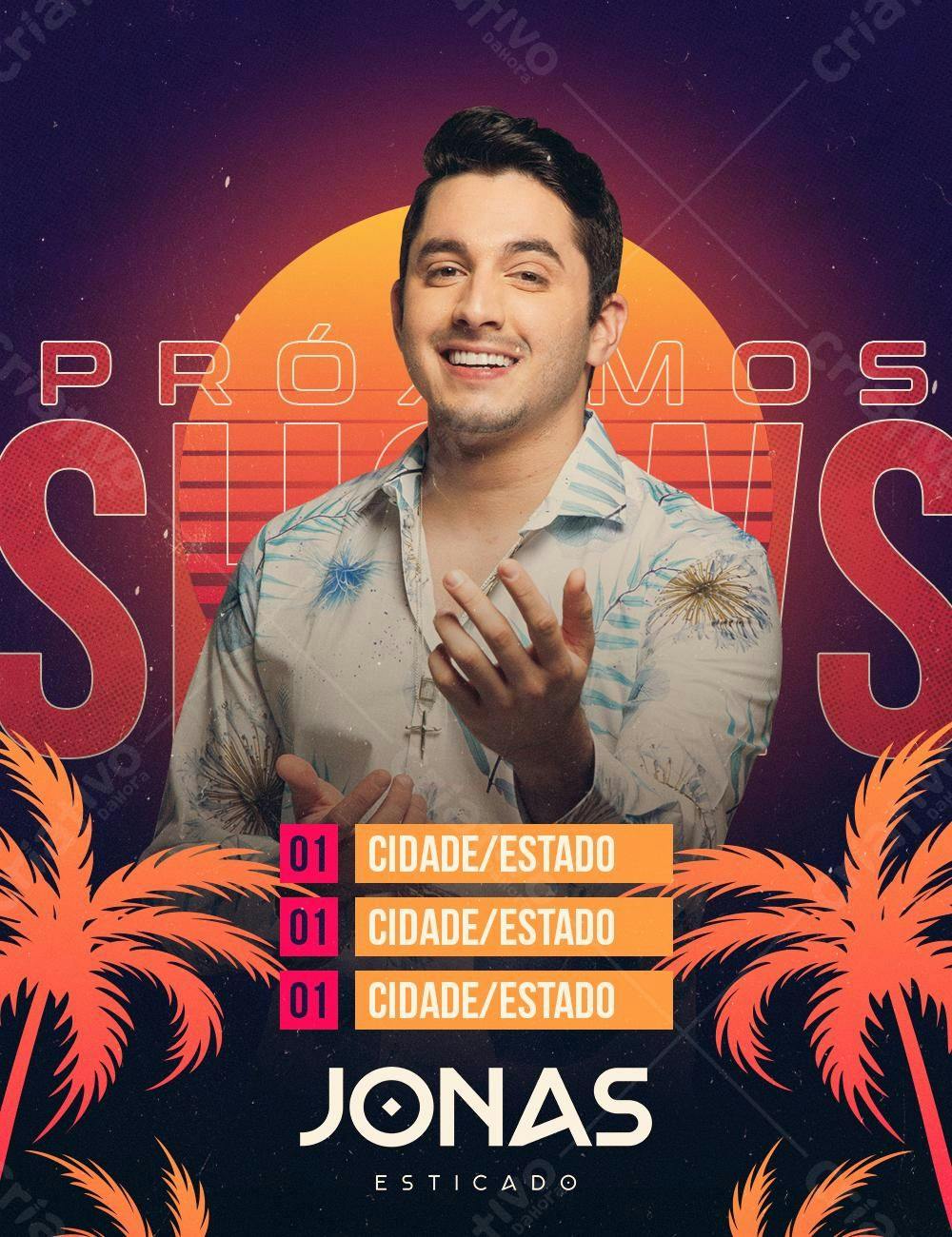 Flyer para Show Musical com Jonas Esticado PSD Editável