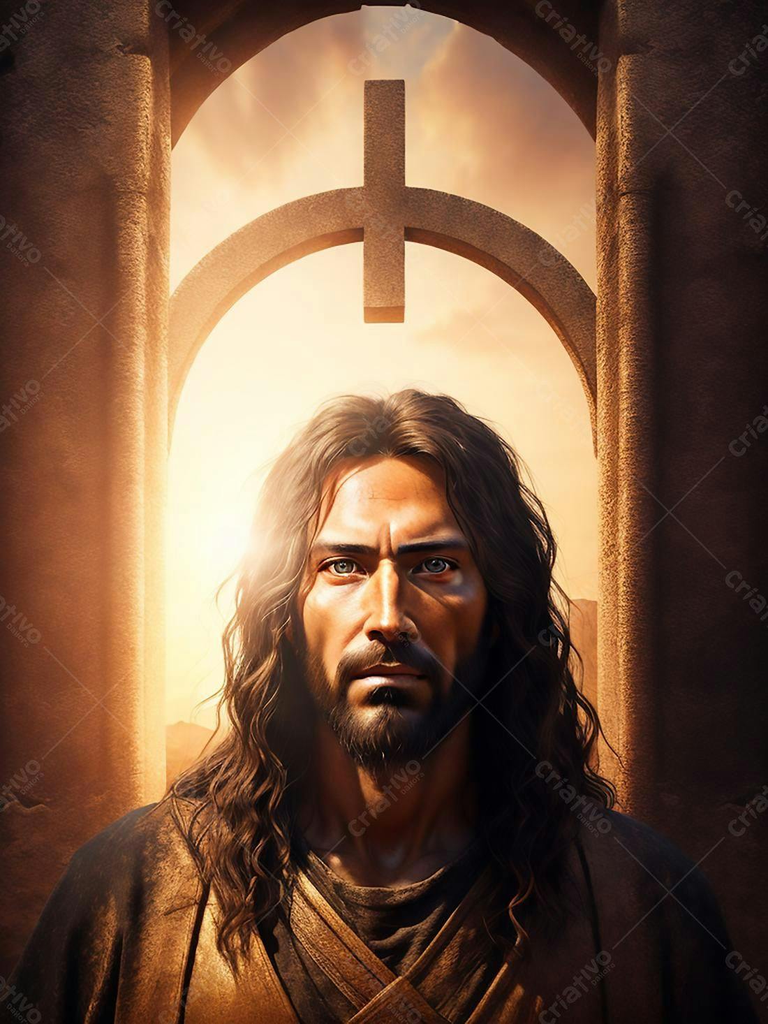 Jesus Cristo retrato luz dourada