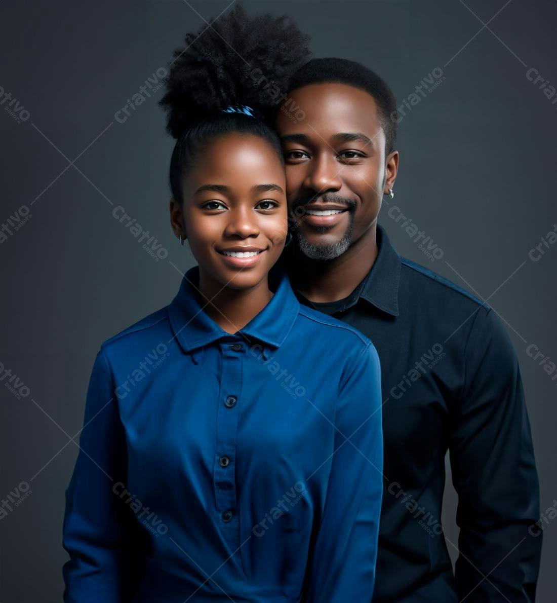 Pai e filha negros sorrindo juntos