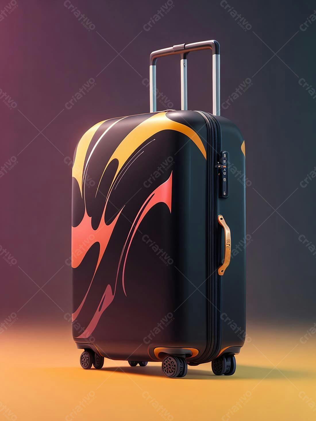 Mala de viagem moderna com design abstrato