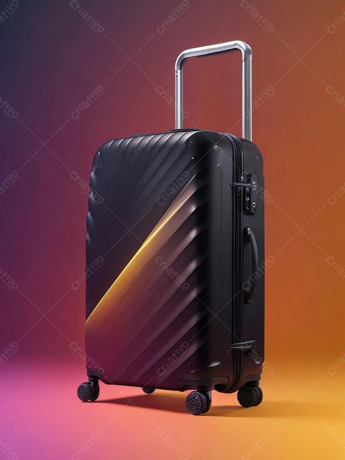 Mala de viagem moderna com detalhes em degradê