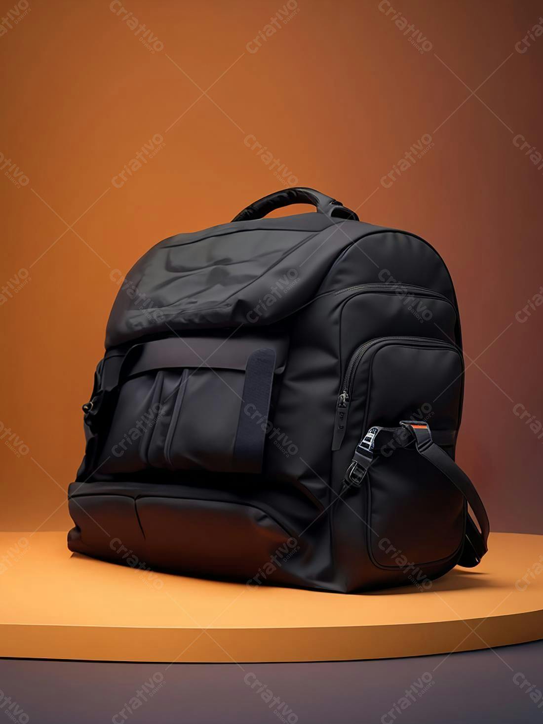 Mochila Preta Moderna em Estúdio