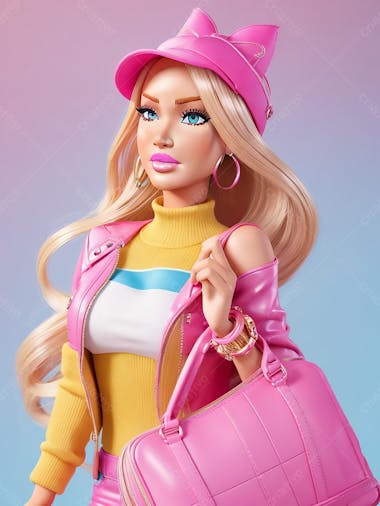 Boneca barbie personagem 3d disney mattel ia