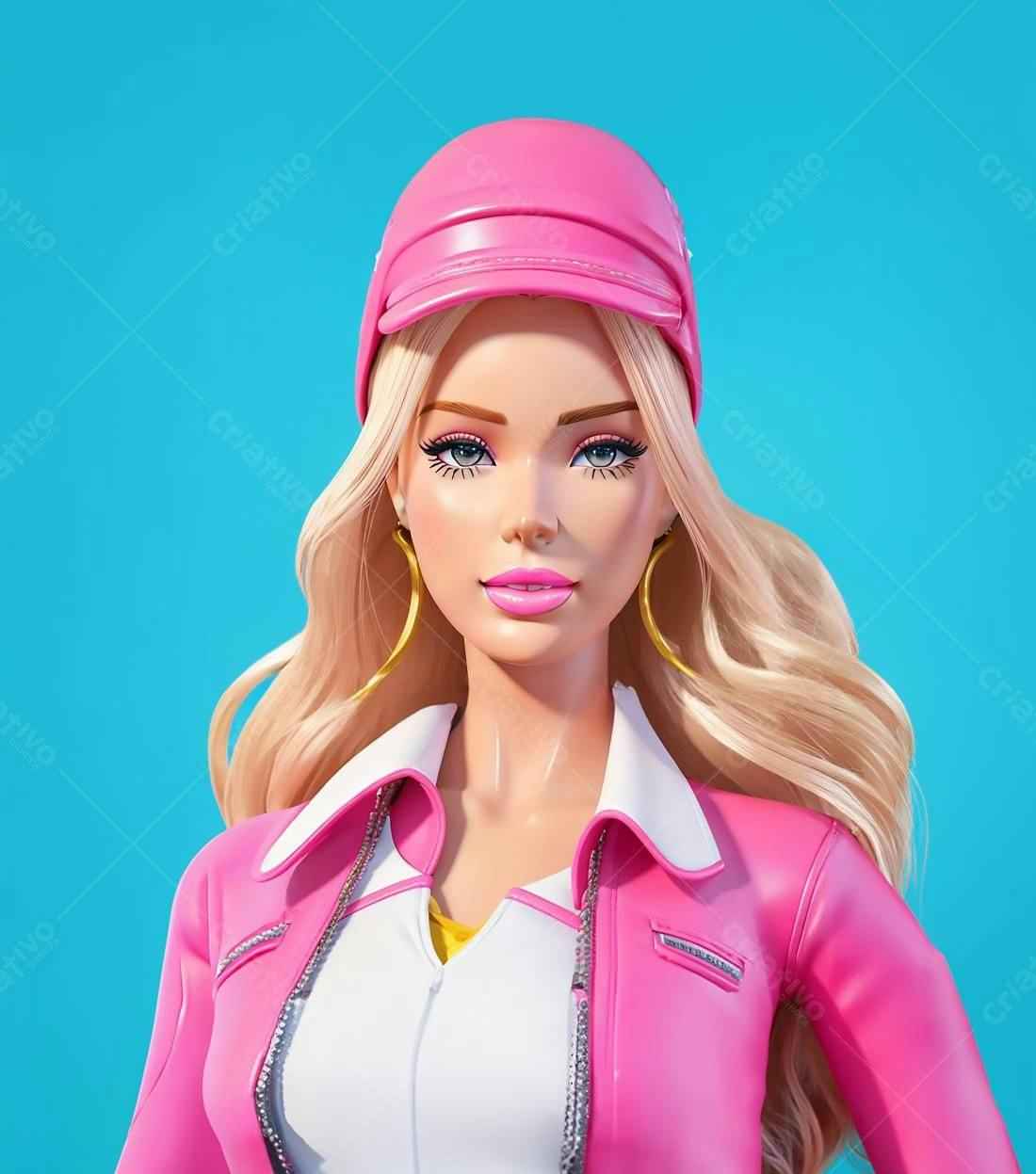 Boneca loira usando rosa e dourado