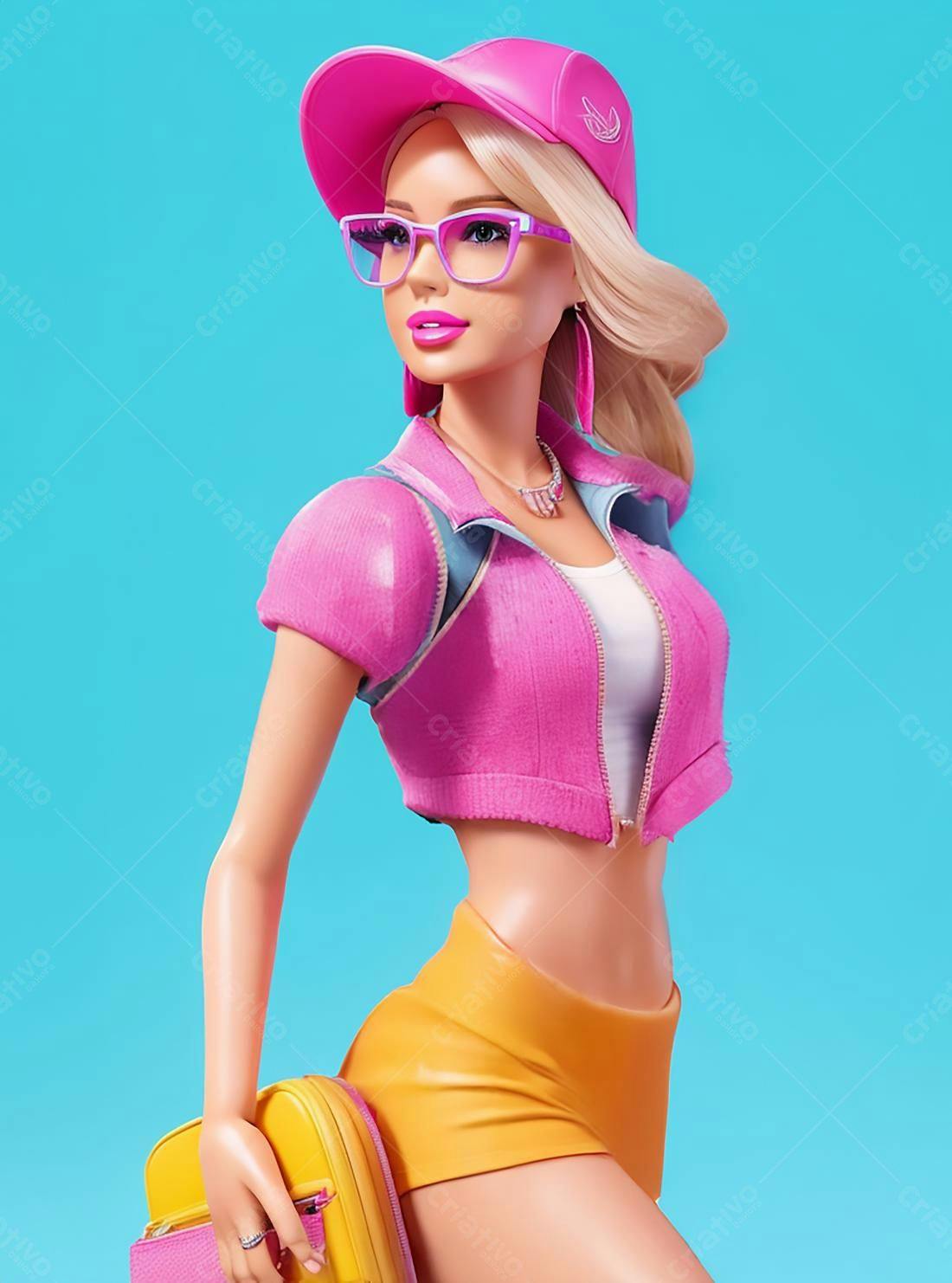 Barbie estilo anos 90 rosa e amarelo