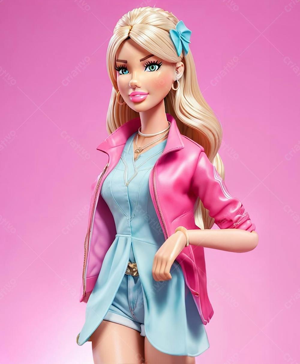 Personagem de desenho loira barbie IA