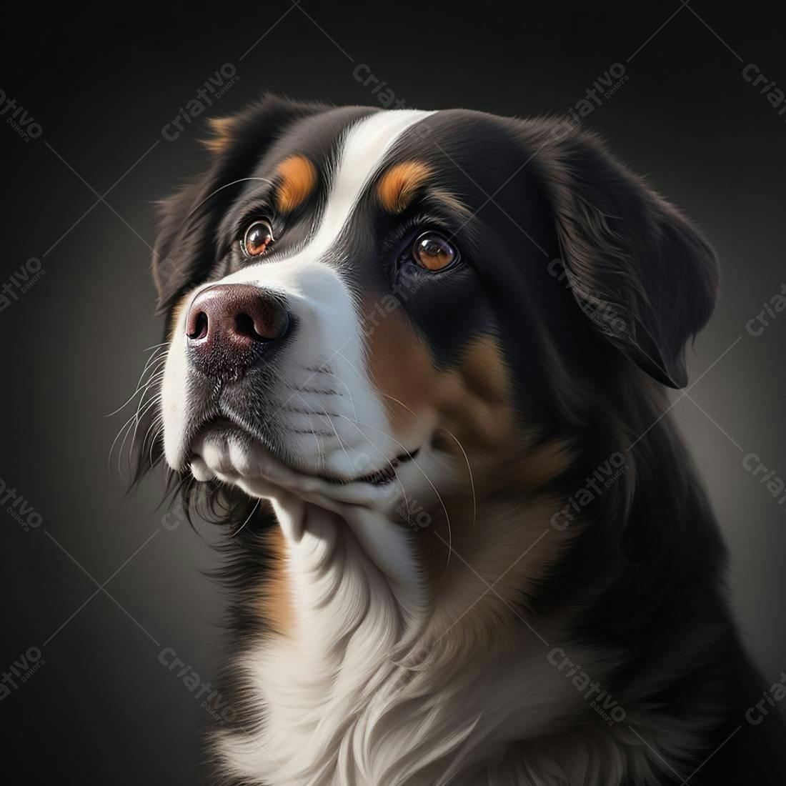 Bernese Mountain Dog retrato olhar pensativo