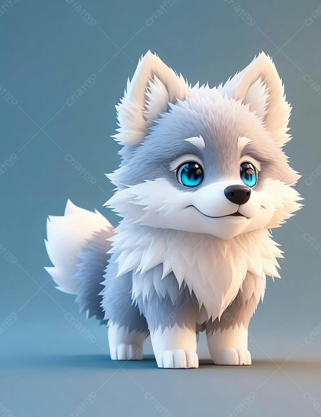Cachorro Husky bebê fofinho cinza e branco
