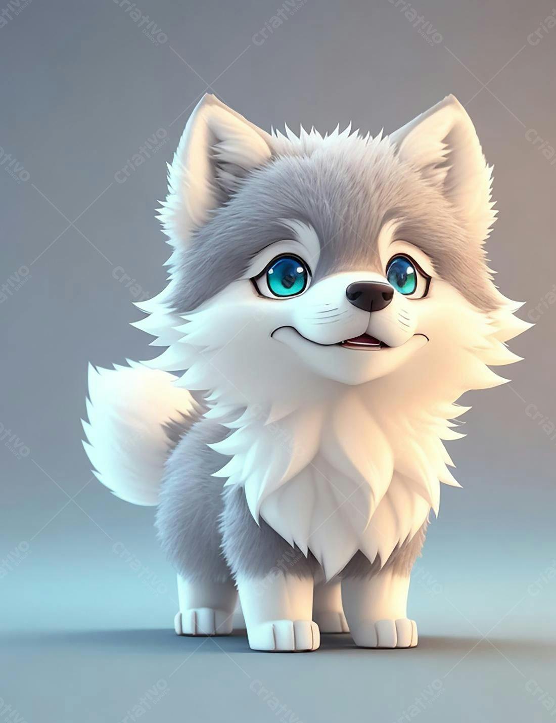 Cachorro Husky Siberiano fofinho cinza e branco