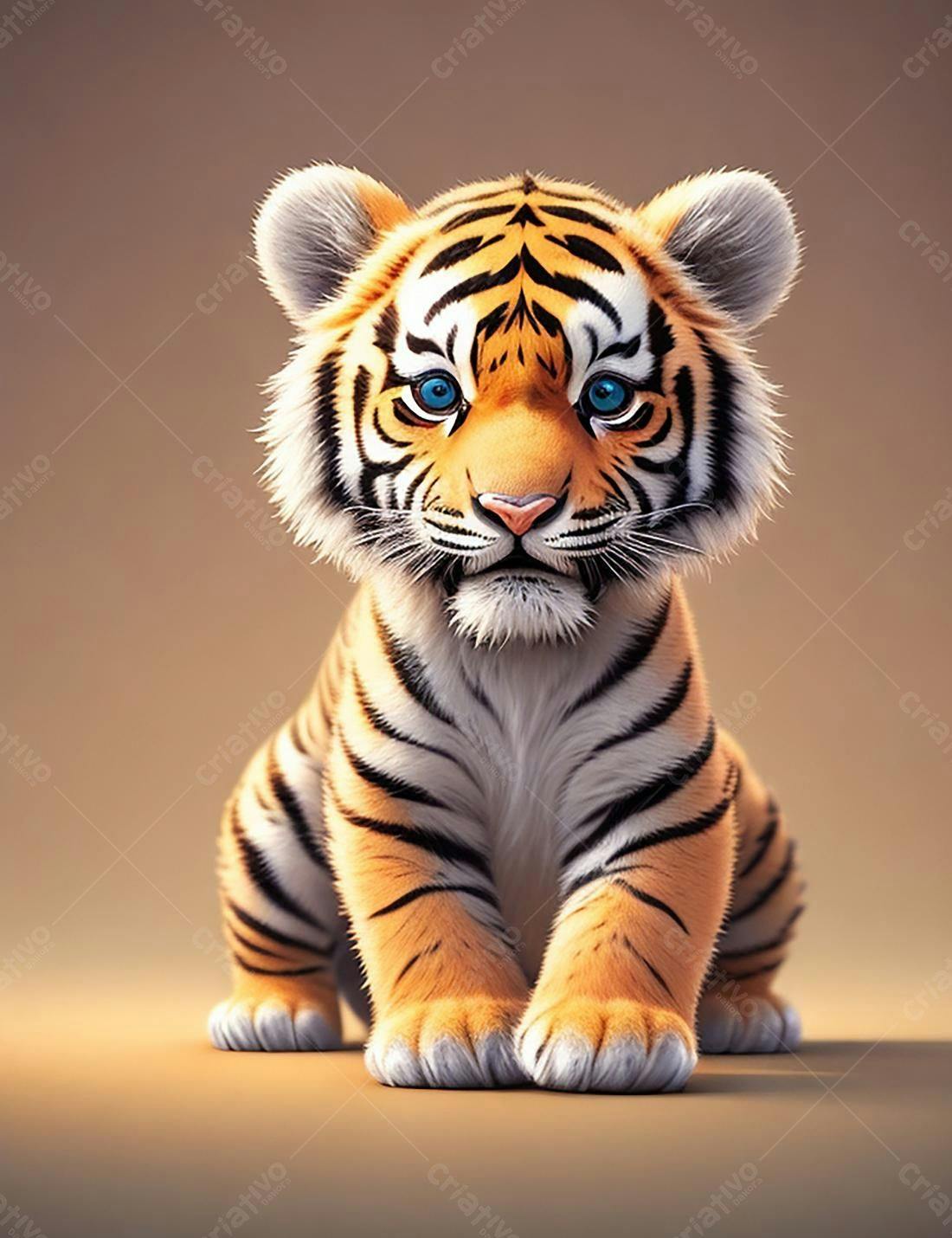 Tigre Bebê Olhos Azuis Fofo