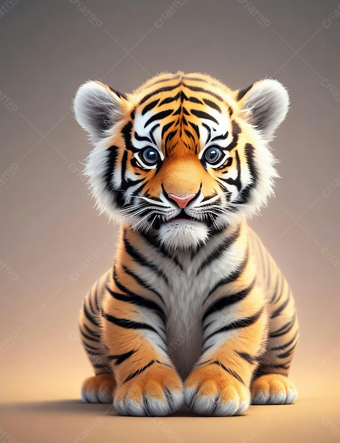 Tigre Bebê Olhando para a Câmera