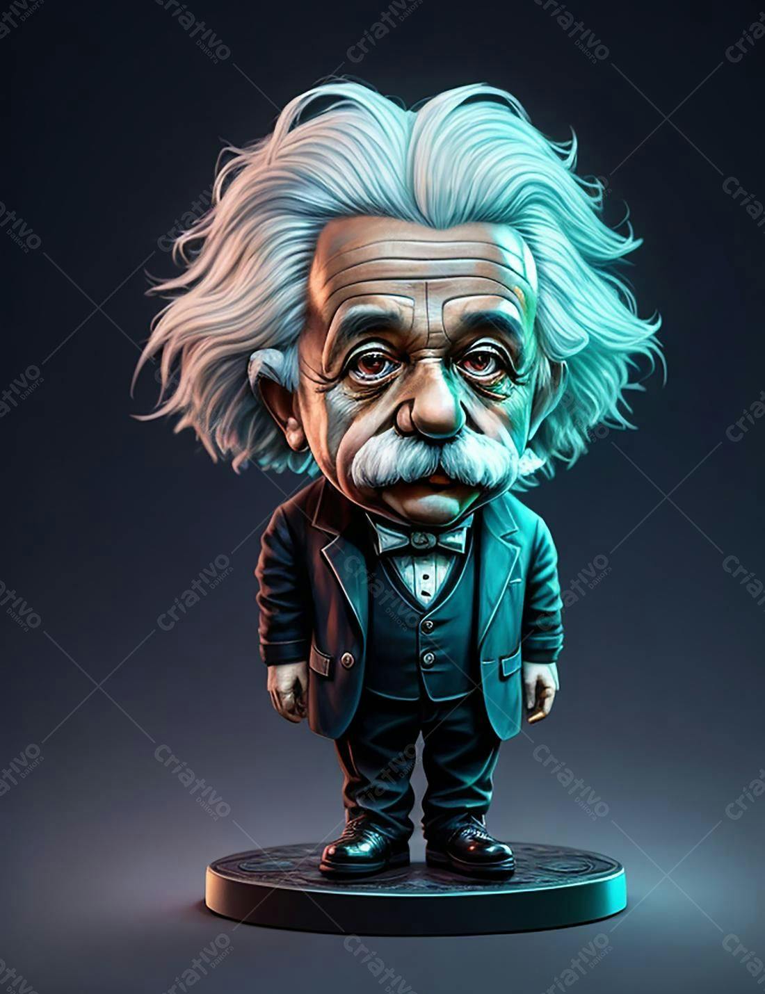 Miniatura de Albert Einstein estilo cartoon