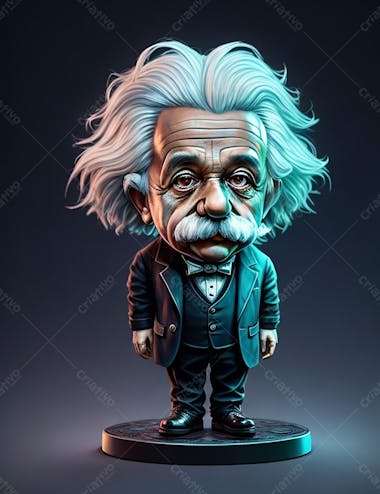 Imagem de albert einstein 3d em miniatura, caricatura