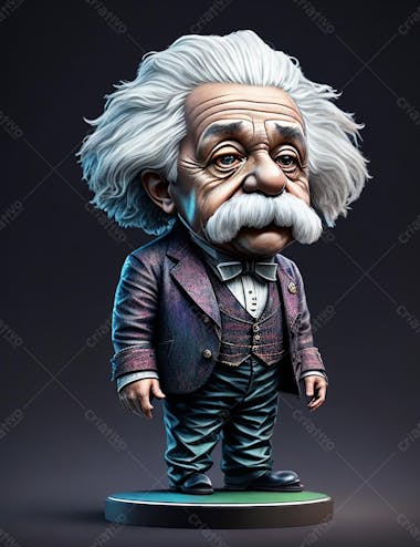 Imagem de albert einstein 3d em miniatura, caricatura