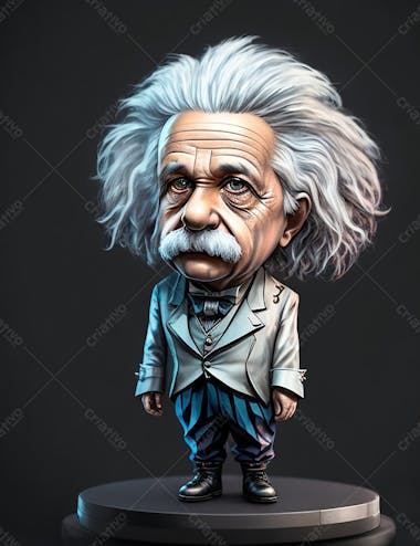 Imagem de albert einstein 3d em miniatura, caricatura