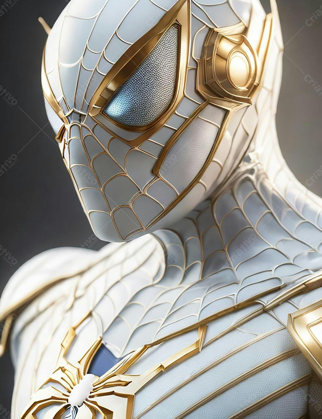 Homem-Aranha branco e dourado traje futurista