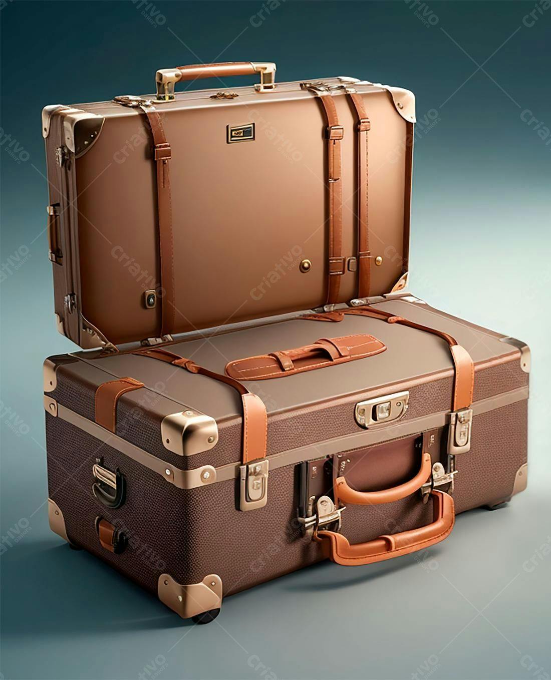 Malas vintage marrons e bege viagem