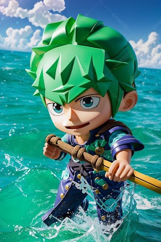 Zoro, one piece, personagem 3d