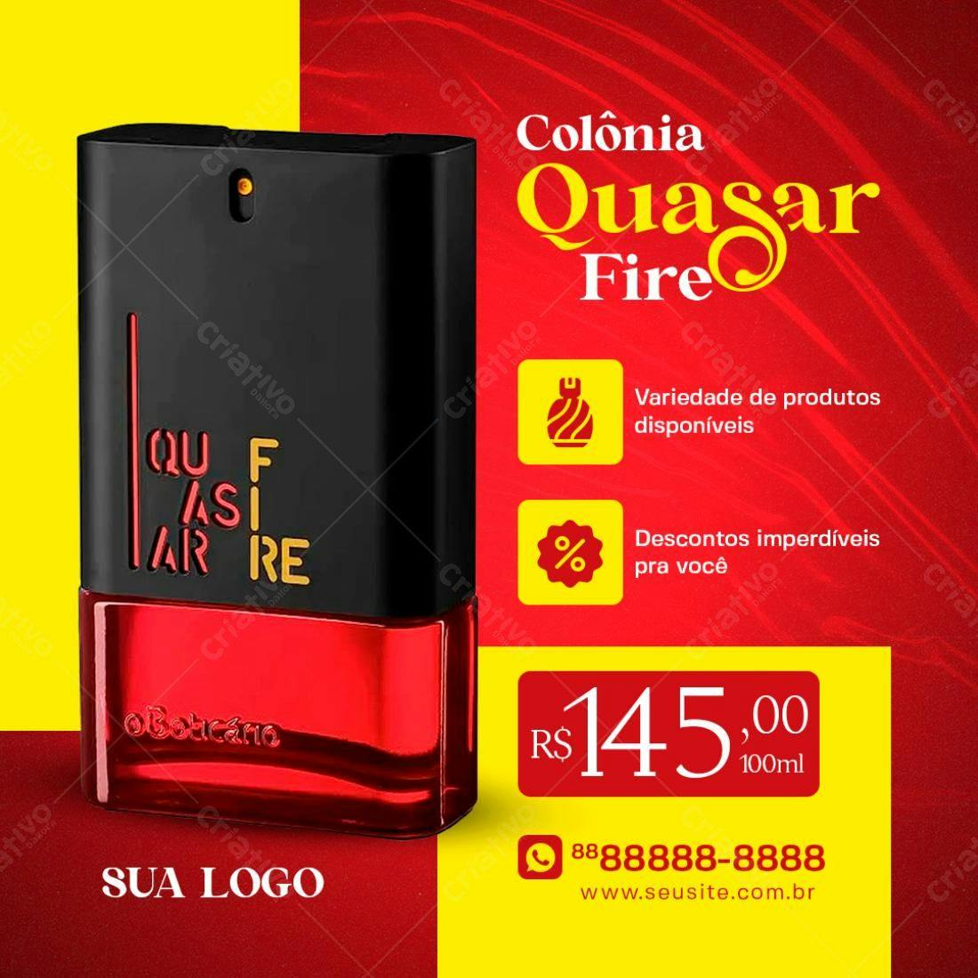 Post para Anúncio de Colônia Quasar Fire PSD Editável