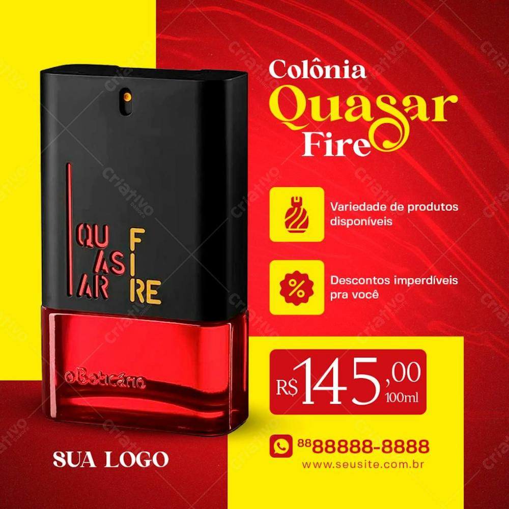 Colônia Quasar Fire O Boticário Loja De Perfumaria Social Media Psd Editável