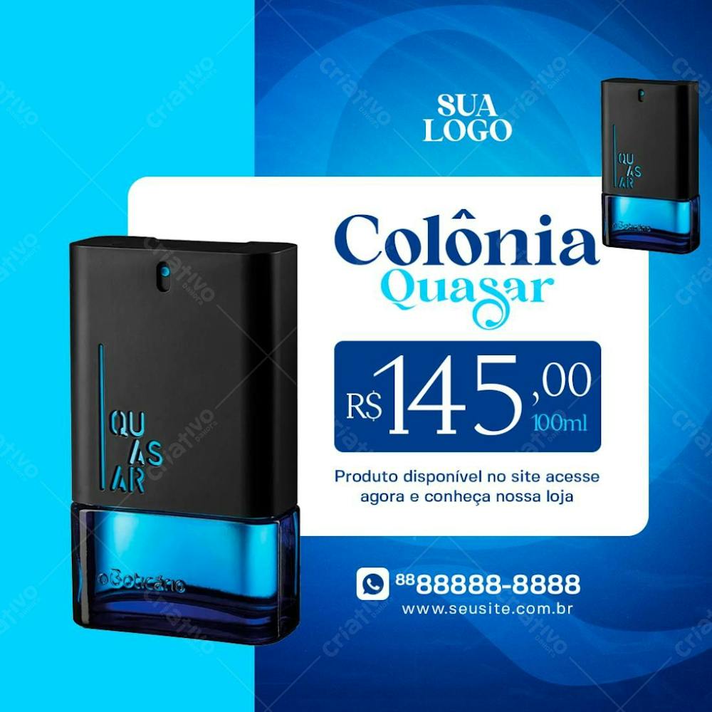 Colônia Quasar Para Homens Loja De Perfumaria Social Media Psd Editável