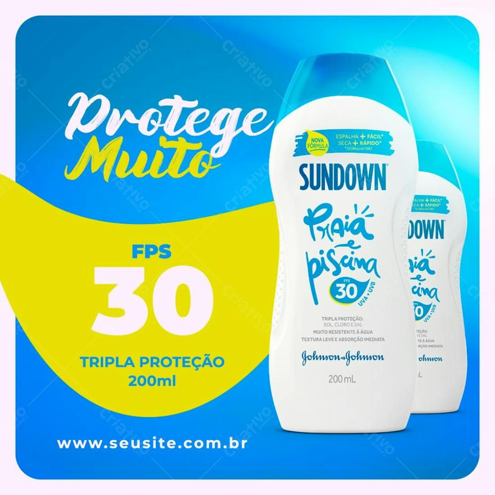 Protege Muito Protetor Solar Sundown Praia E Piscina Psd Editável