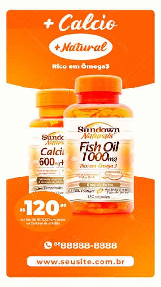 Stories omega 3 suplementos farmácia social media psd editavel