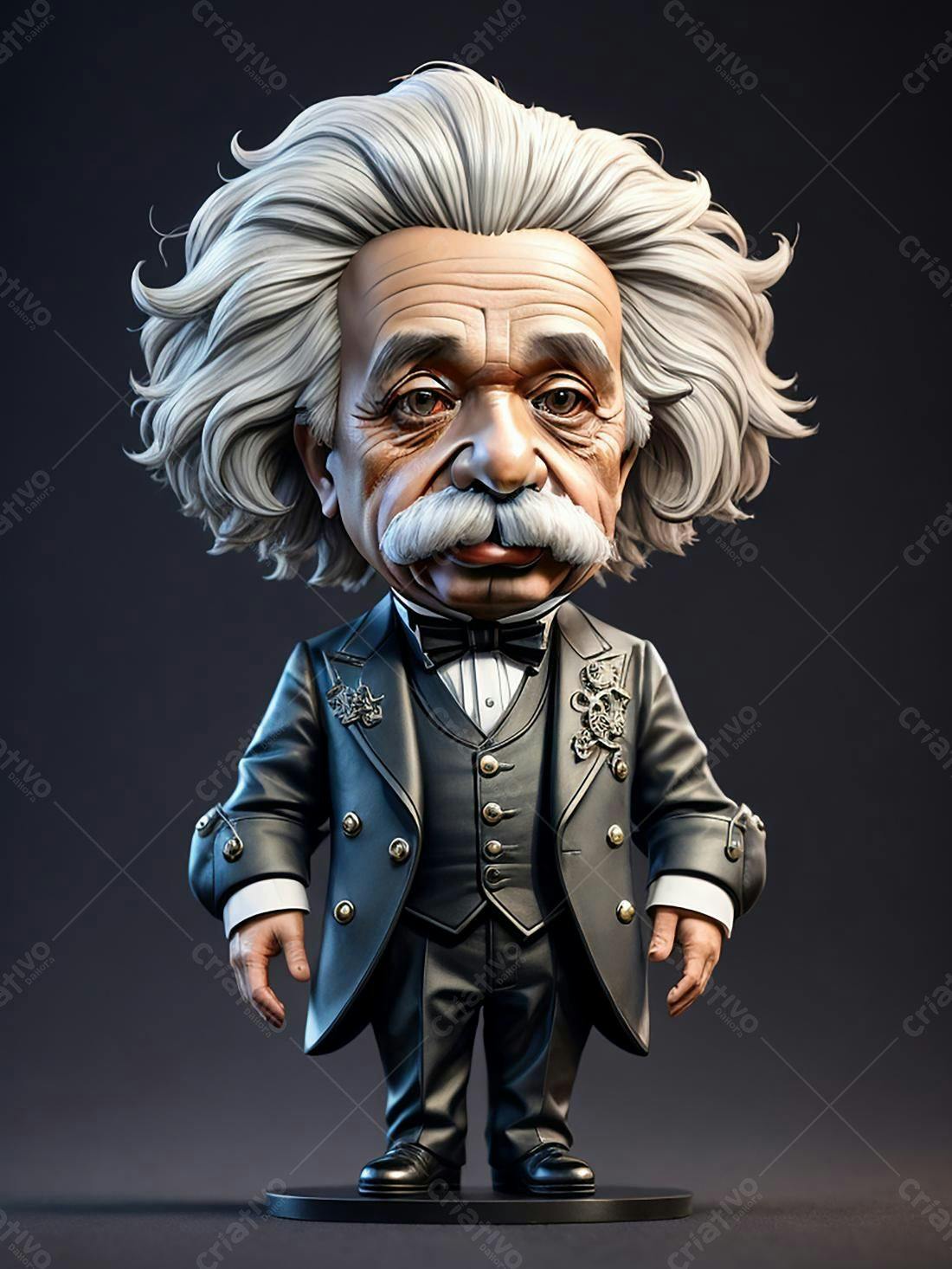 Estatueta de Einstein estilo chibi em smoking