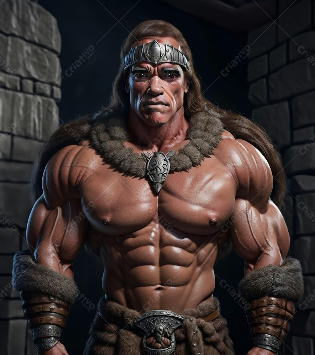 Guerreiro bárbaro musculoso retrato