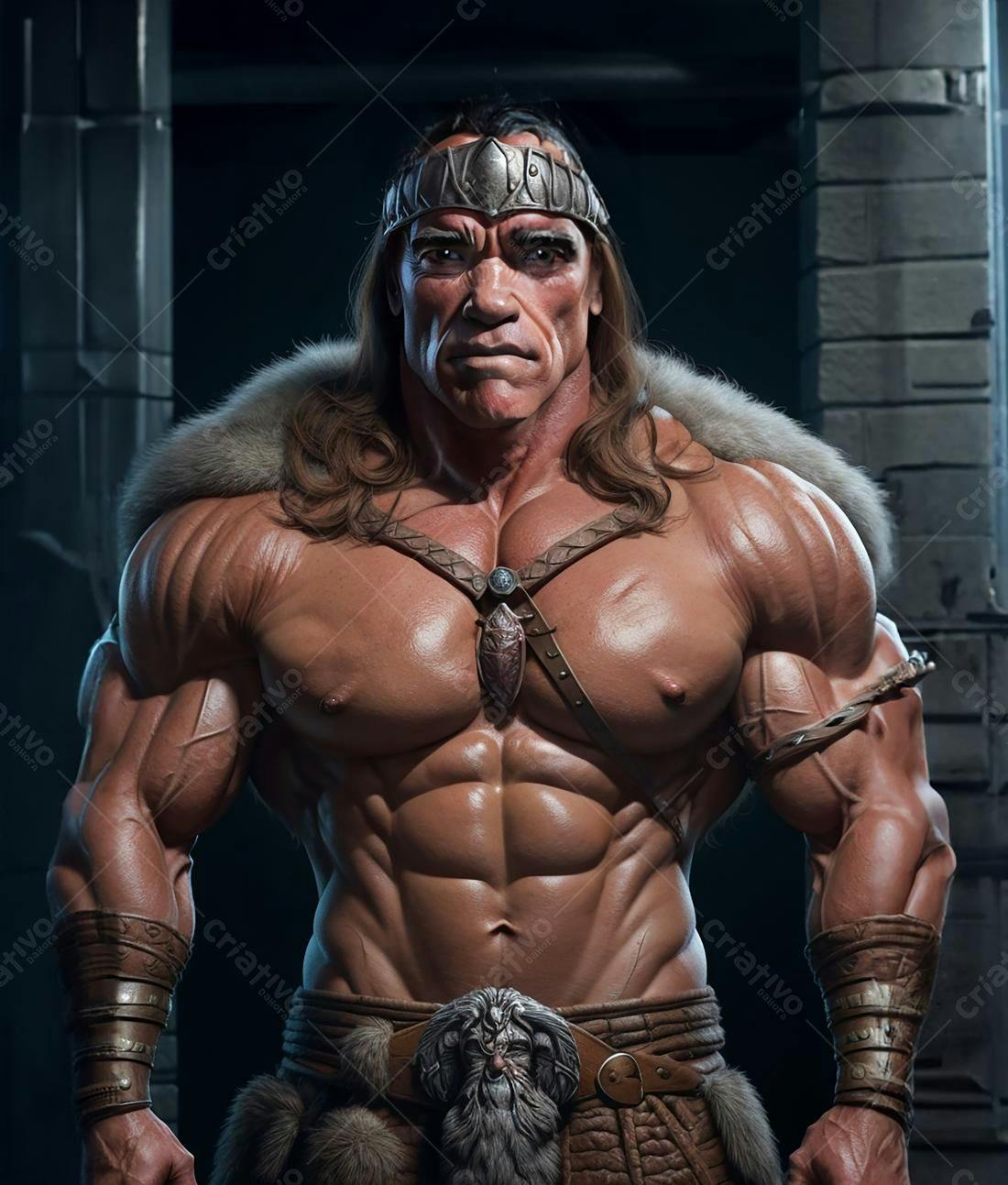 Guerreiro bárbaro musculoso retrato