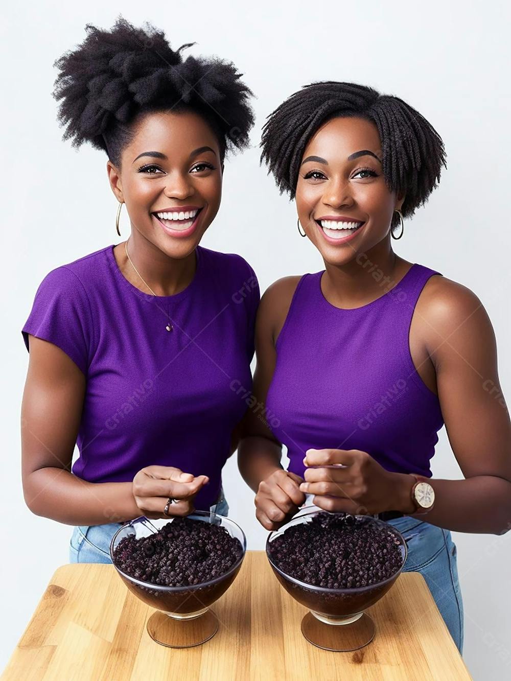 Duas mulheres negras sorrindo 