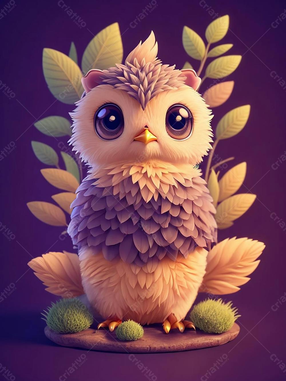 Coruja fofa 3D, personagem