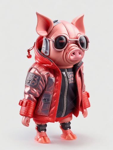 Porco futurista 3d, personagem