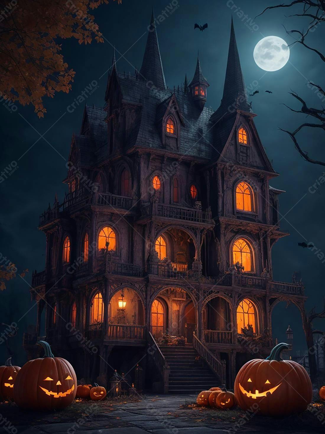 Mansão assombrada noite de Halloween