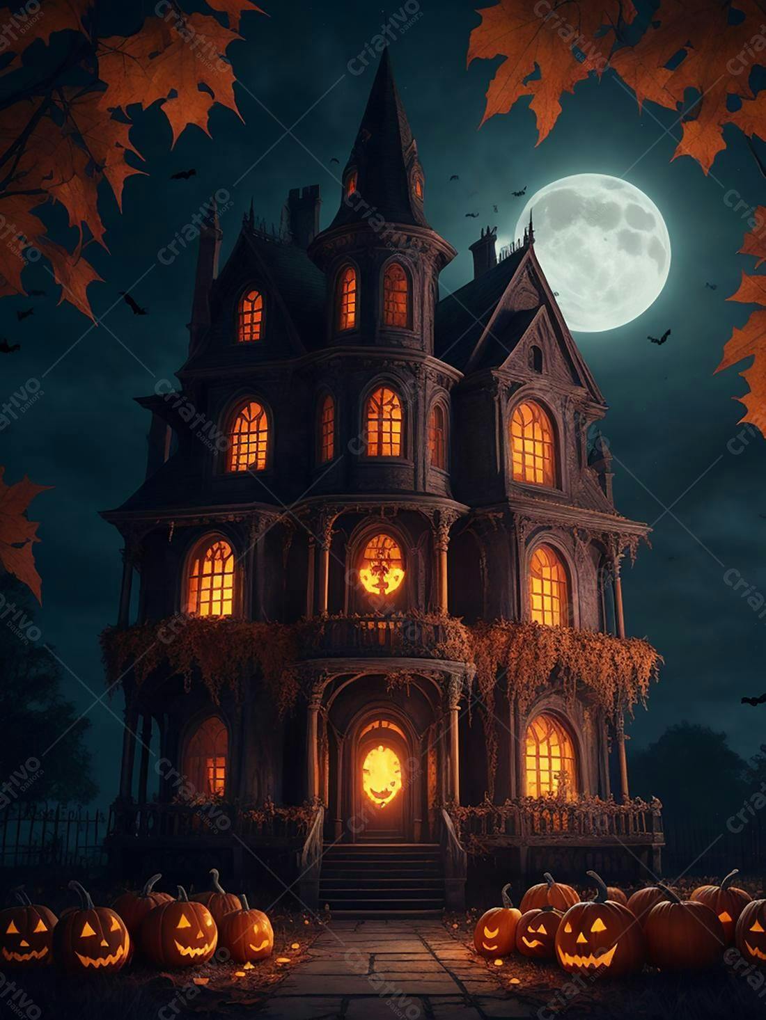 Casa assombrada Halloween noite escura