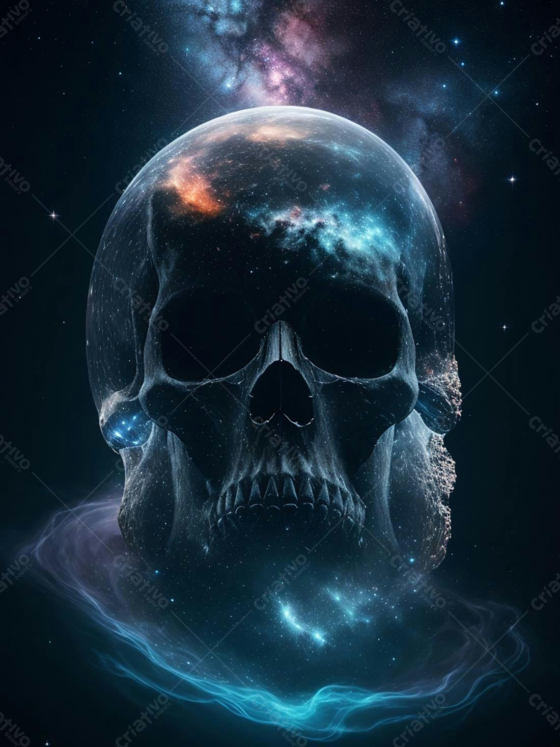 Crânio cósmico nebulosa azul