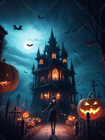 Mansão assombrada halloween cenário para composição